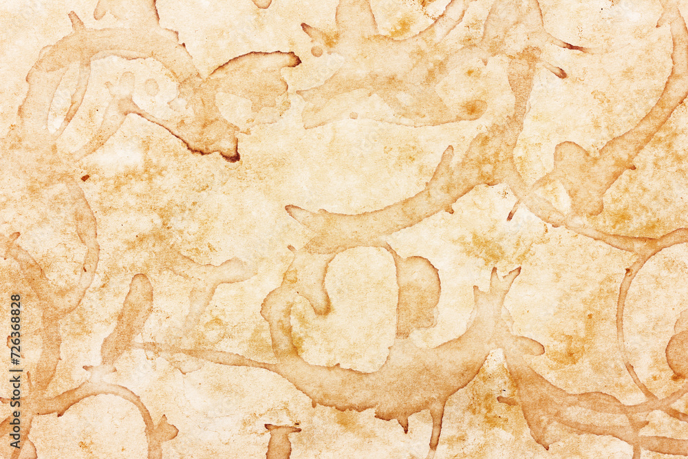 Rustic Stained Paper Parchment paper background. Coffee stains background. Brown splash ...