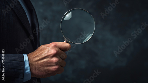 Businessman with Magnifying Glass Conducting Investigation