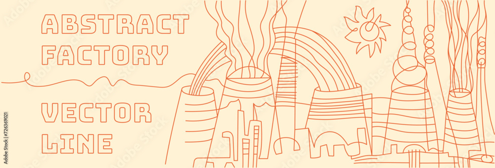 Abstract factory illustration. Modern thin line style. Abstract vector ...