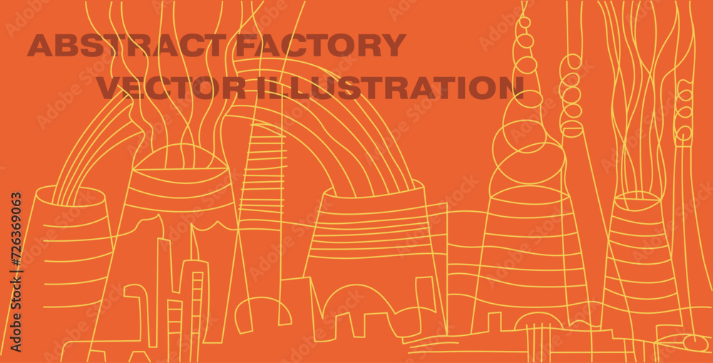 Abstract factory illustration. Modern thin line style. Abstract vector ...