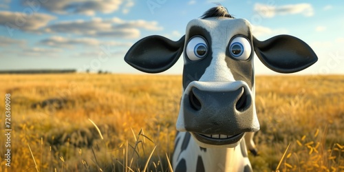 cartoon crazy cute cow smiling photo