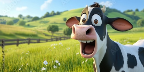 cartoon crazy cute cow smiling
