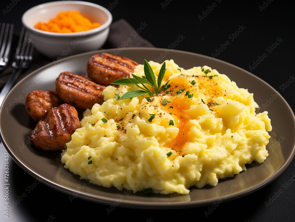 meat, side dish, puree, butter, herbs, pork, beef, lamb, horse meat
meat and mashed potatoes meat, side dish, puree, butter, herbs, pork, beef, lamb, horse meat
meat and mashed potatoes