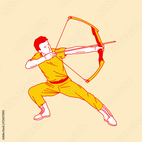 Simple cartoon illustration of an archer 1