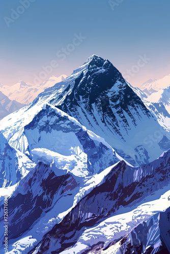Everest Elevation - Ultradetailed Illustration of Mount Everest