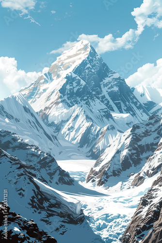 Everest Elevation - Ultradetailed Illustration of Mount Everest