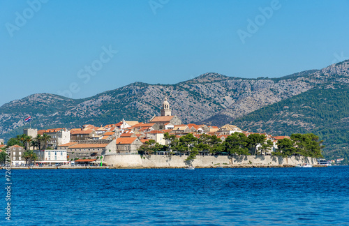 Beautiful townscape of picturesque old town Korcula on Korcula island, Croatia