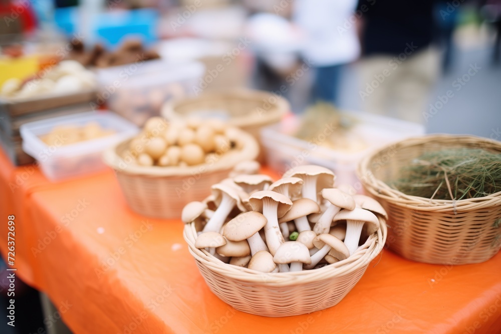 Φωτογραφία a variety of mushrooms displayed in a farmers market