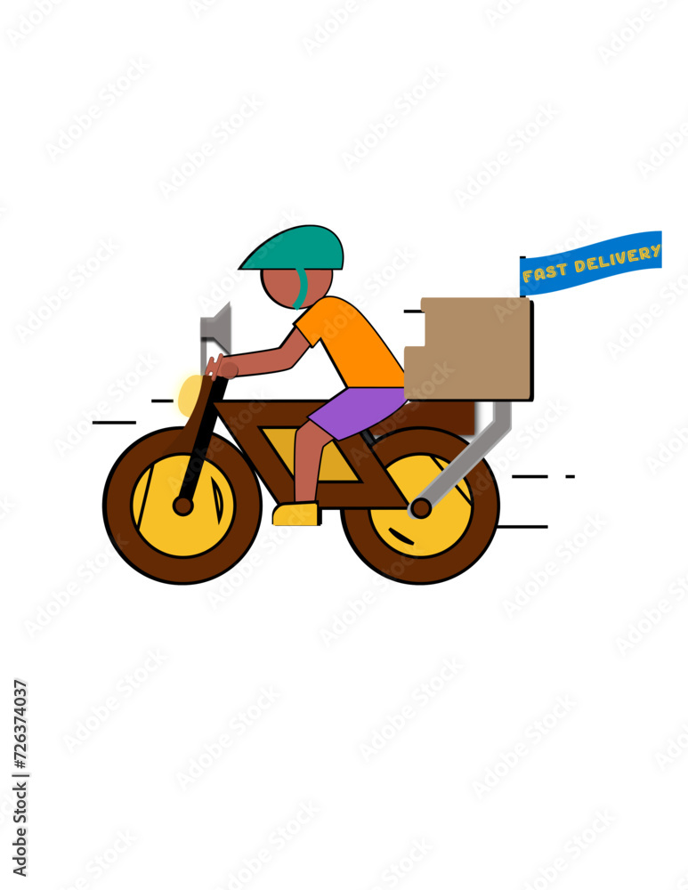 Vector Illustration of a Delivery Guy On Motion Vector Illustration of a Delivery Guy On Motion