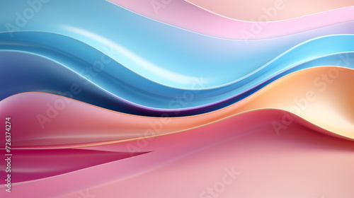 Abstract futuristic background with colorful, pastel wave shapes. Visualization of motion waves. Wallpaper or backdrop for modern projects