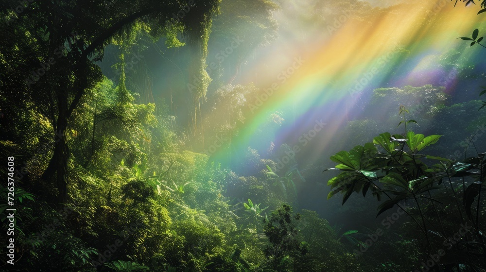 rainbow in the tropical forest