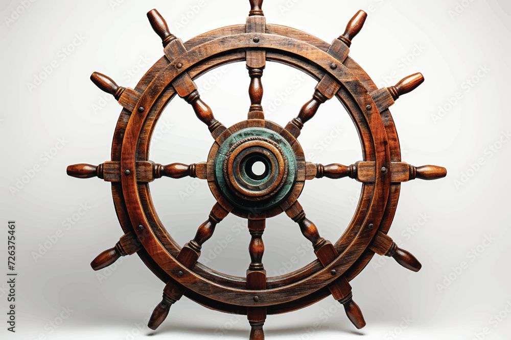 Steering wheel of the ship isolated on a white background