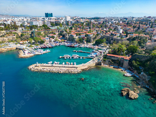 The bay in the city of Antalya from a height on a sunny day in Turkey. Photo from the drone © Дмитрий Безруков