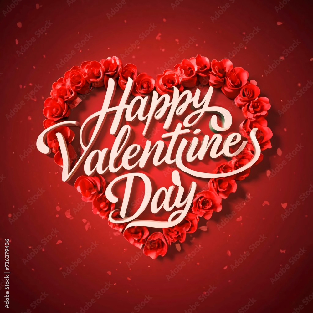 happy valentine day lettering cinematic illustration