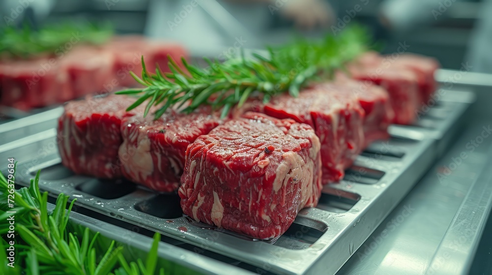 Switch to the scene of the beef processing plant, the workers carefully select the fine beef, and skillfully cut and handle it without carelessness. 