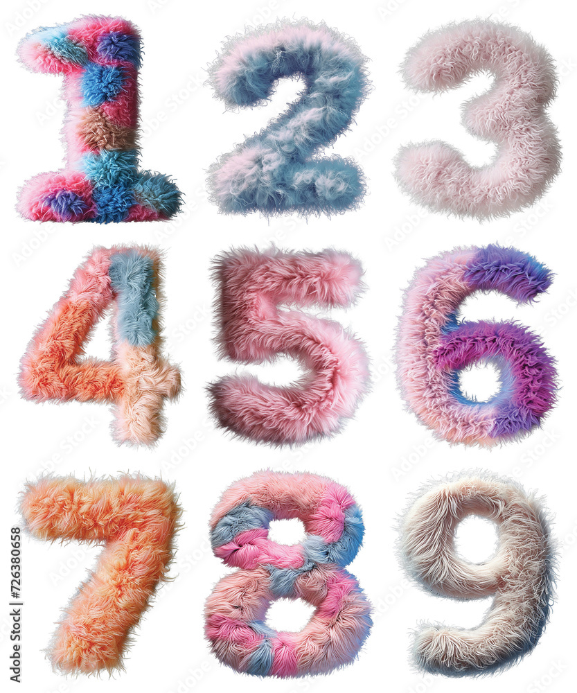 Fluffy textured numbers / Generative AI Fluffy textured numbers / Generative AI