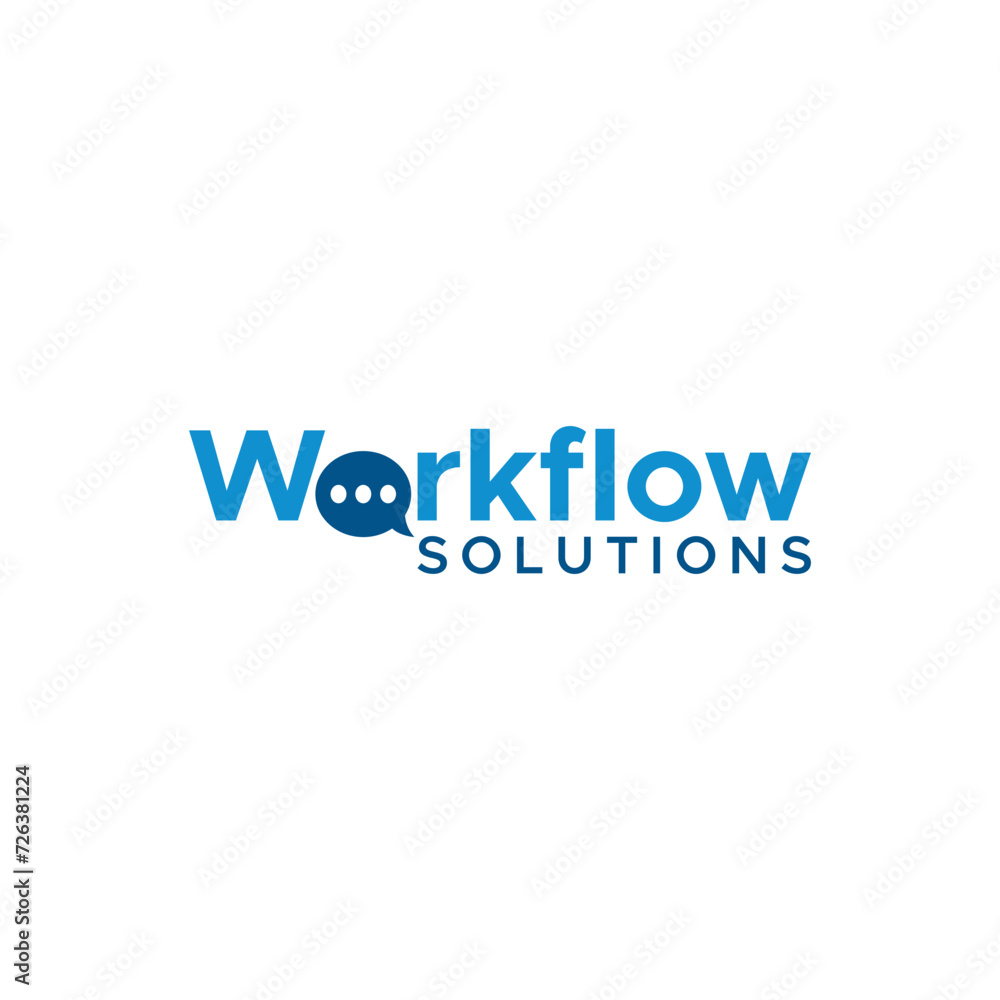 Workflow Solutions Financial business chat box  wordmark logo design icon element vector