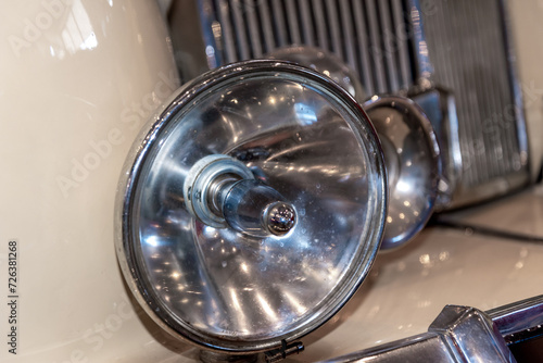 radiator grille and headlight of retro car