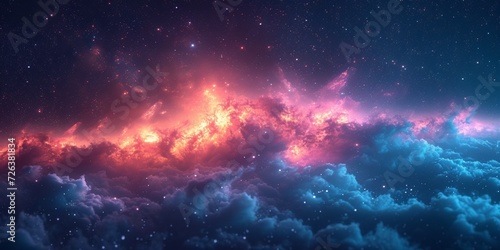 Cosmic night sky with stunning galaxy  celestial elements and vibrant colors combination.