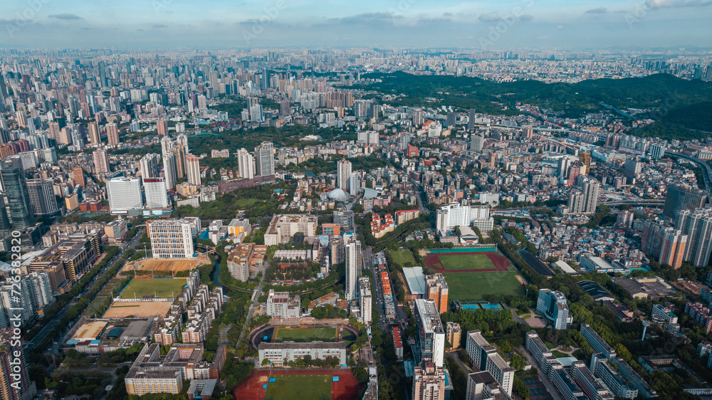 Obraz premium Aerial view of landscape in Guangzhou city, China