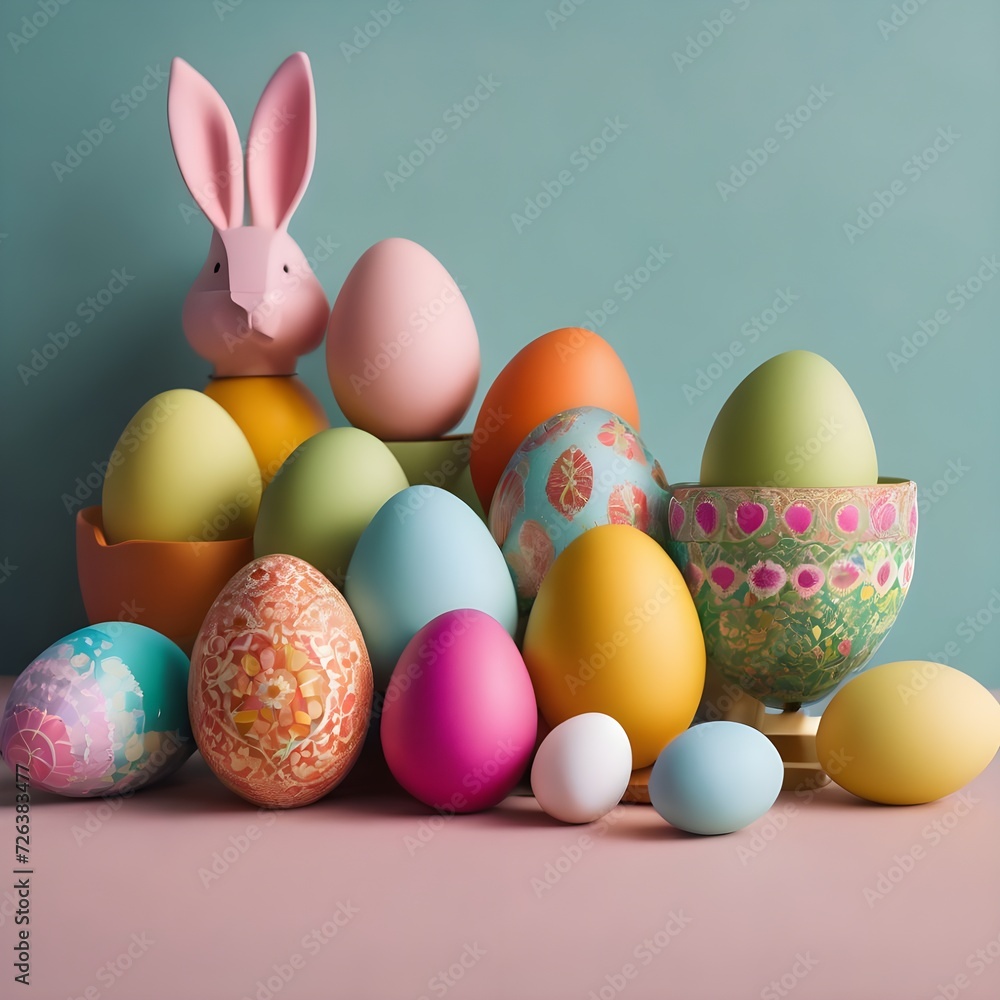 Colorful matte easter eggs background. AI Generative. Colorful matte easter eggs background. AI Generative.