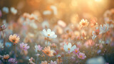 Flower Bed with a Soft, Blurred Background.