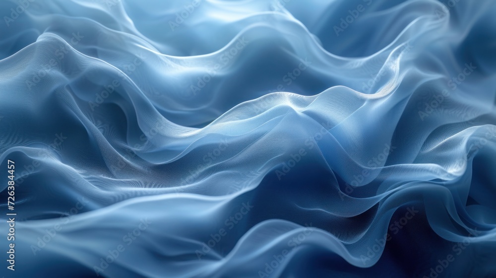Tranquil Blue Fabric Waves Caressed by Soft Light in an Abstract Artwork Tranquil Blue Fabric Waves Caressed by Soft Light in an Abstract Artwork