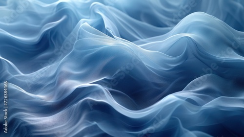 Tranquil Blue Fabric Waves Caressed by Soft Light in an Abstract Artwork