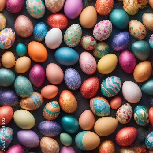 Colorful matte easter eggs background. AI Generative.