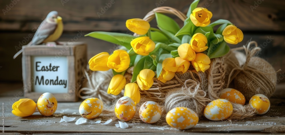 Easter monday with jesus christ: celebrating faith, renewal, and joy in the risen Savior's love, a day of Christian worship, tradition, and festive spirituality for family and believers alike. - obrazy, fototapety, plakaty 