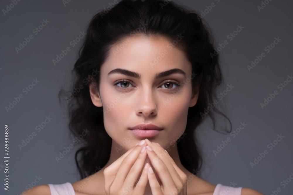 beautiful young woman showing the fresh face, in the style of delicate beautiful young woman showing the fresh face, in the style of delicate