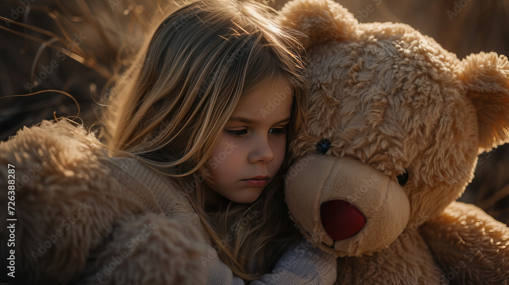 Embrace the warmth of a girl and her teddy bear. A bond stitched with love, where every hug tells a story. Cherish the innocence and joy shared between them, creating a lifetime of cuddly memories Embrace the warmth of a girl and her teddy bear. A bond stitched with love, where every hug tells a story. Cherish the innocence and joy shared between them, creating a lifetime of cuddly memories