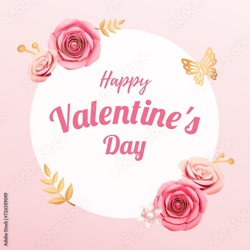 Pink Flower Valentines Day Brand Promotion
