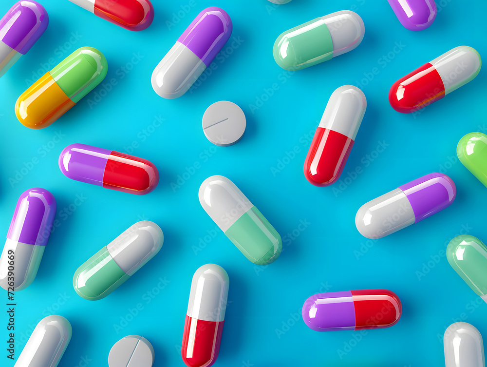 pills on white background pills on white background