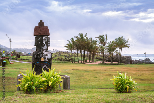 moai in Hanga Roa, Rapa Nui, Easter Island photo
