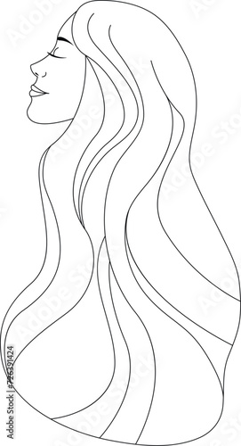 Half-face portrait of a woman drawn in line illustration style