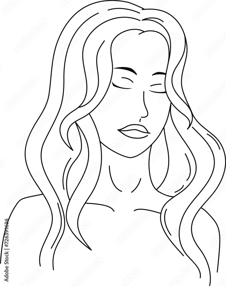 Portrait of a woman drawn in line style illustration Portrait of a woman drawn in line style illustration