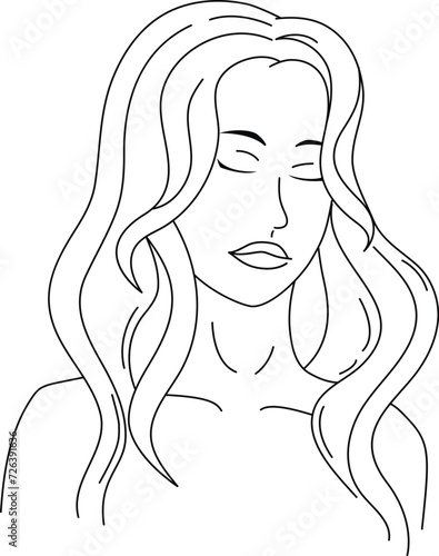 Portrait of a woman drawn in line style illustration