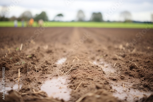 wet loamy soil in an open field photo