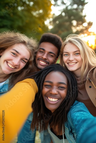 A Group of Friends Grinning for a Camera-Ready Selfie