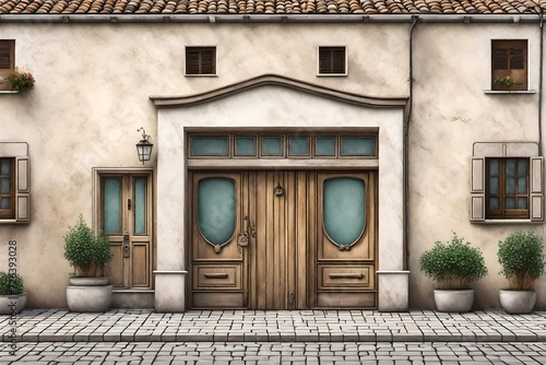 Fototapeta Naklejka Na Ścianę i Meble -  old building facade from european village , ancient storefront