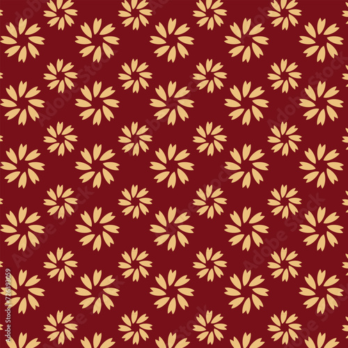 Flower geometric pattern. Seamless vector background. Gold and red ornament