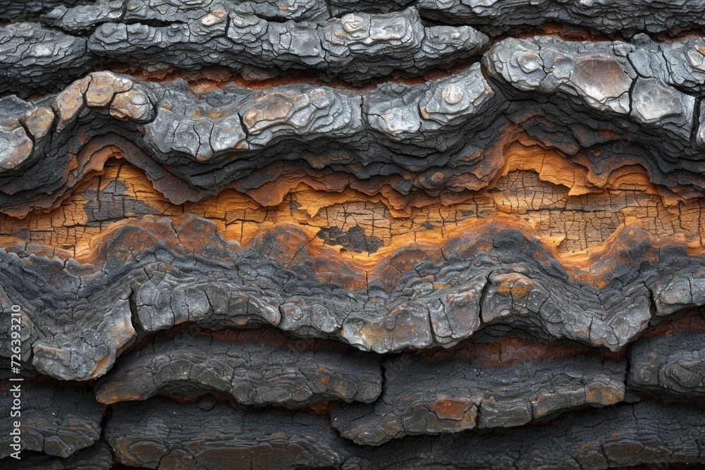 Charred Tree Bark Texture Showcasing Effects of Fire on Forest Flora Charred Tree Bark Texture Showcasing Effects of Fire on Forest Flora
