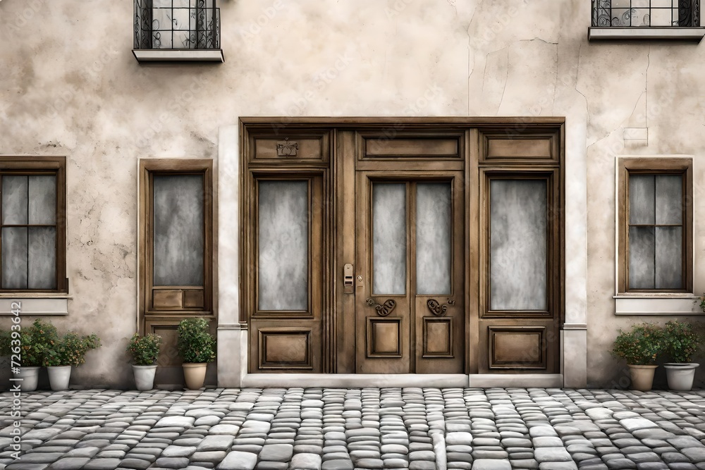 old building facade from european village , ancient storefront old building facade from european village , ancient storefront