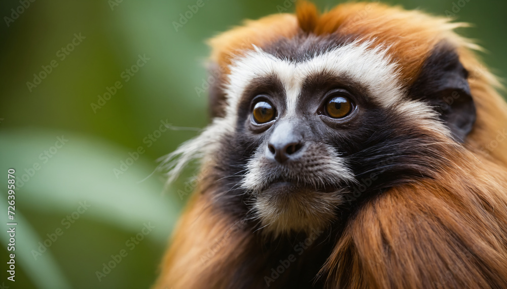 Naklejka premium Cute Tamarin Monkey Portrait in Jungle