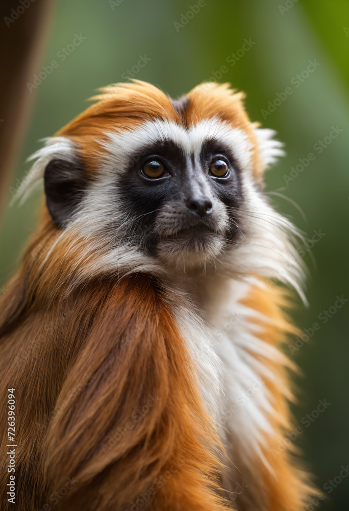 Fototapeta premium Cute Tamarin Monkey Portrait in Jungle