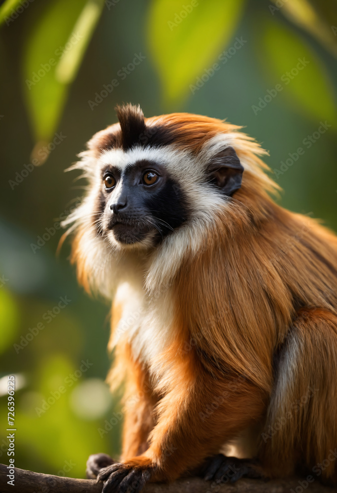 Fototapeta premium Cute Tamarin Monkey Portrait in Jungle