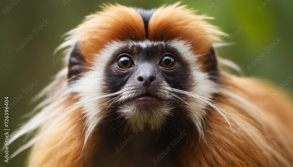 Cute Tamarin Monkey Portrait in Jungle Cute Tamarin Monkey Portrait in Jungle