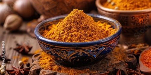 Bowl of Spices on Wooden Table