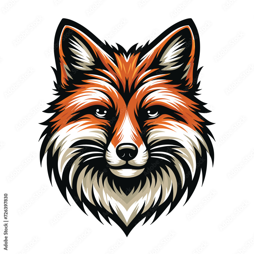 Wild animal red fox vulpa head face design vector, zoology illustration, foxy flat design template isolated on white background Wild animal red fox vulpa head face design vector, zoology illustration, foxy flat design template isolated on white background